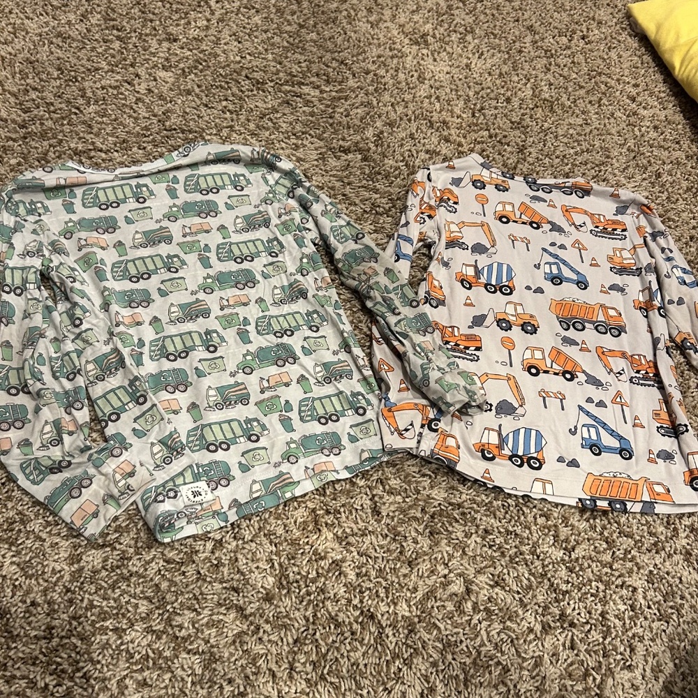 Sweet Bamboo Kids Long Sleeve Shirt Bundle Size 5 Garbage Truck & Construction - Picture 2 of 10